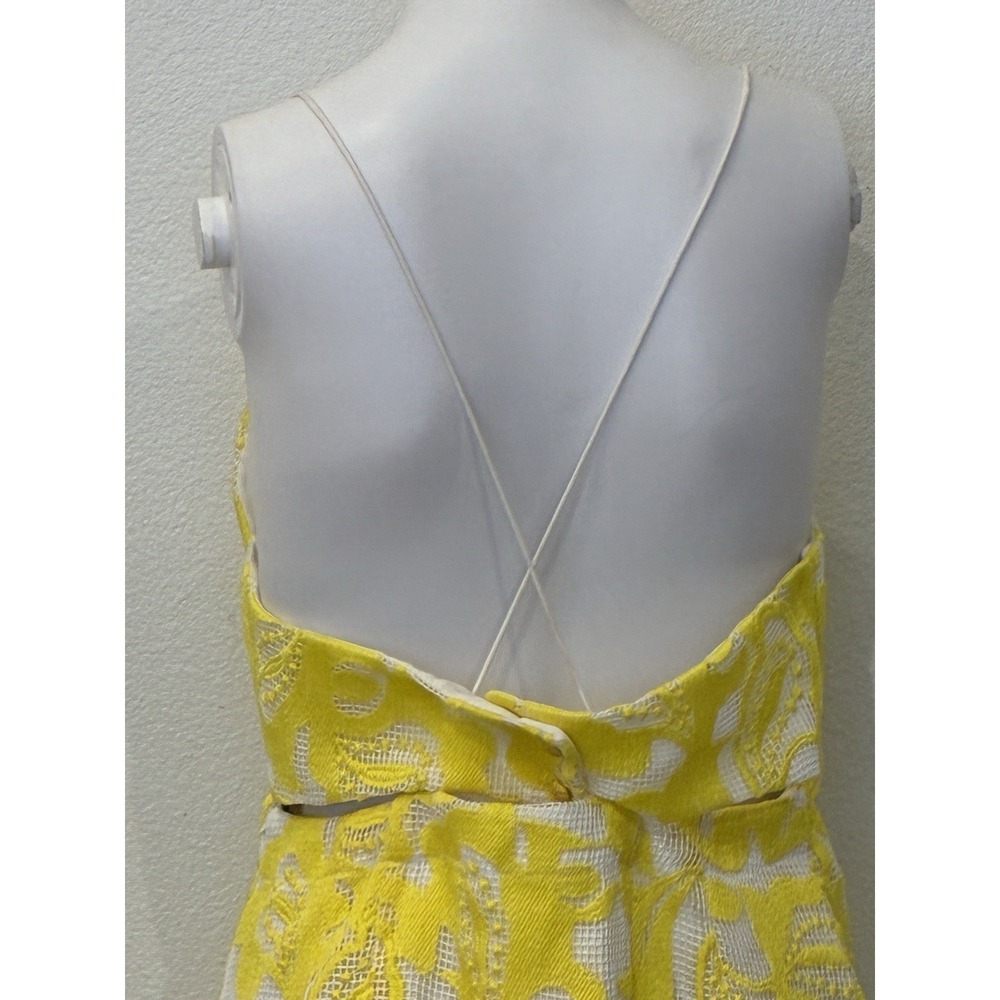 Maeve‎ Anthropologie Lace Babydoll Strappy Backless Mini Dress Size 10 Yellow - Picture 5 of 16